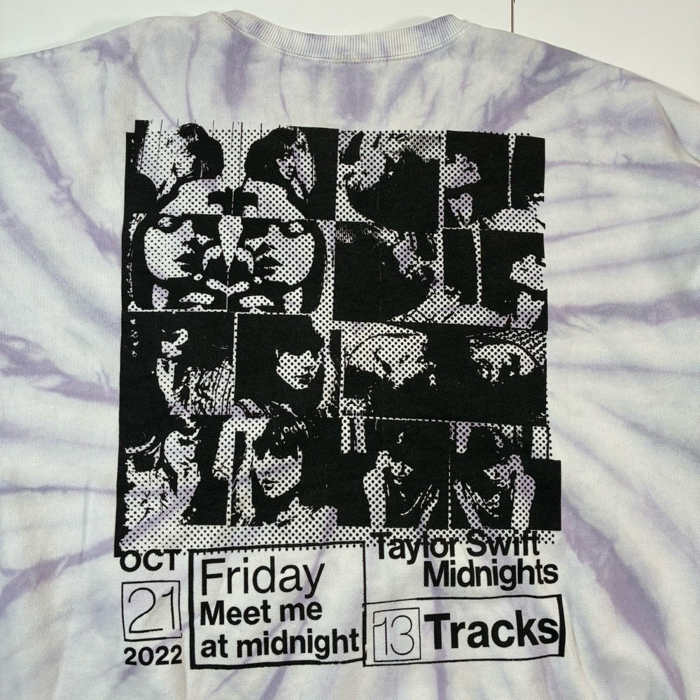 Taylor Swift Sweatshirt XL Purple Tie Dye Midnights Album Graphic Crewneck